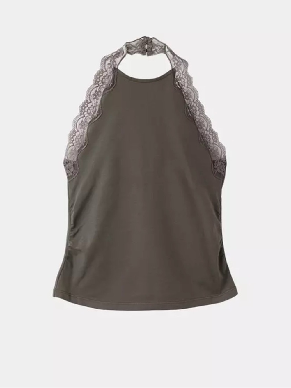 Mango brown Lace-Trim Halter Tank Top